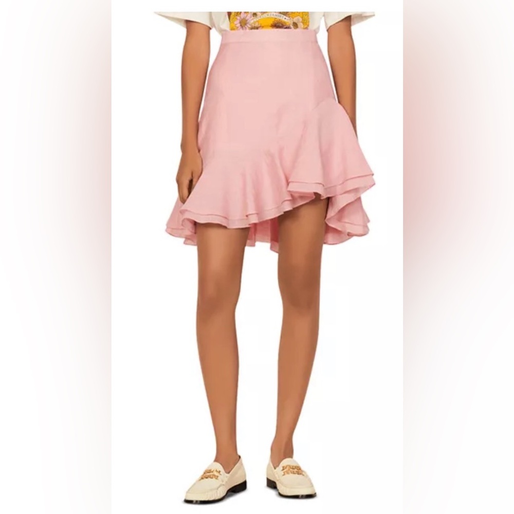 Sandro Paris Ruffled Pink Mini Skirt size 3 (US 8)